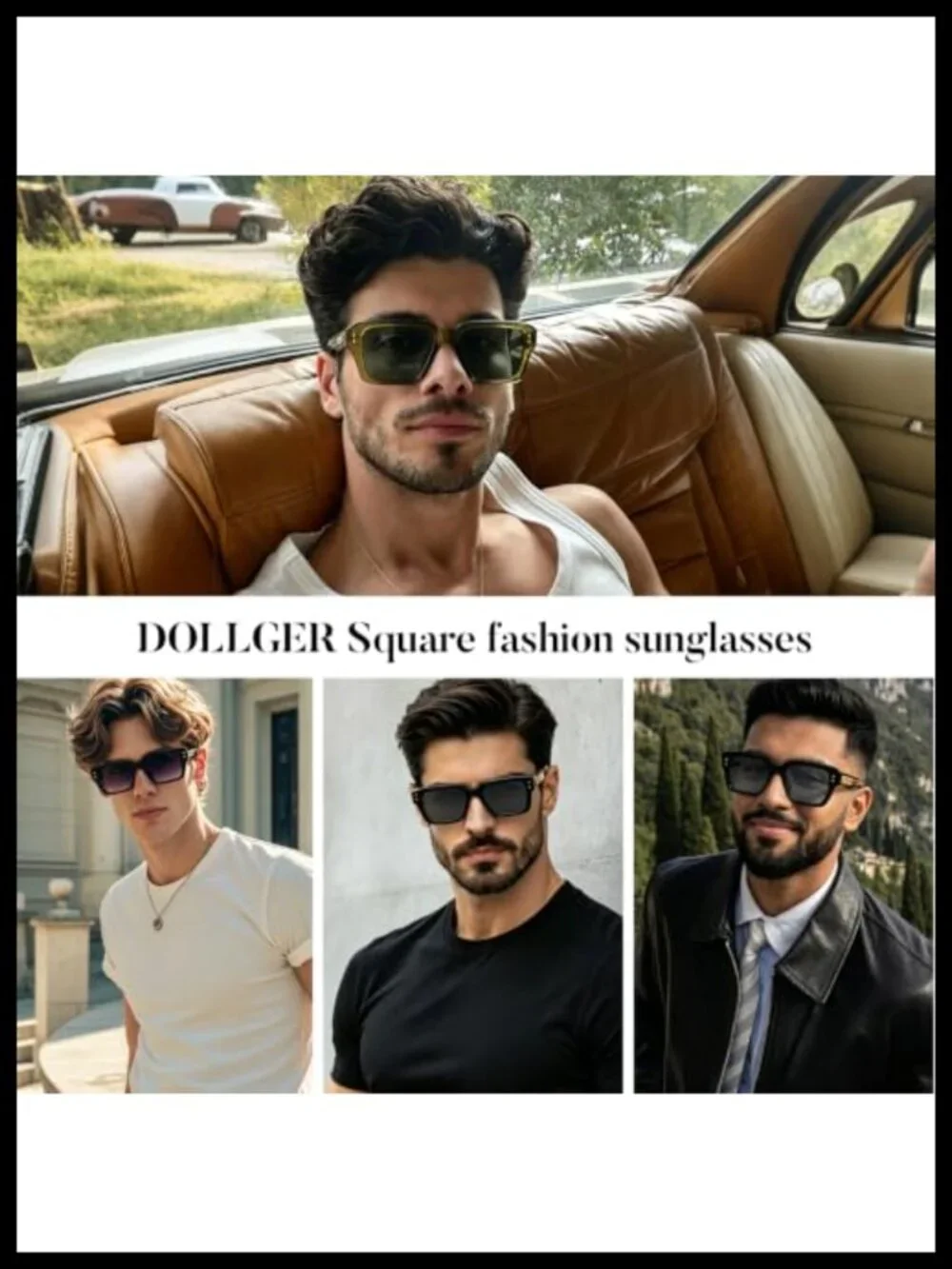 Retro Oversized Thick Square Sunglasses Men UV Protection